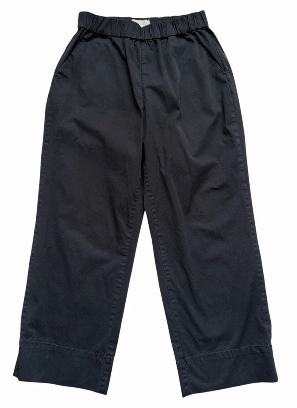 Everlane Easy Pant Womems Large Washed Black Organic Cotton Wide Leg Pull-On
